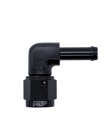 Performance Race Products Aluminium FEMALE HOSE END TO BARB 90 Degree
